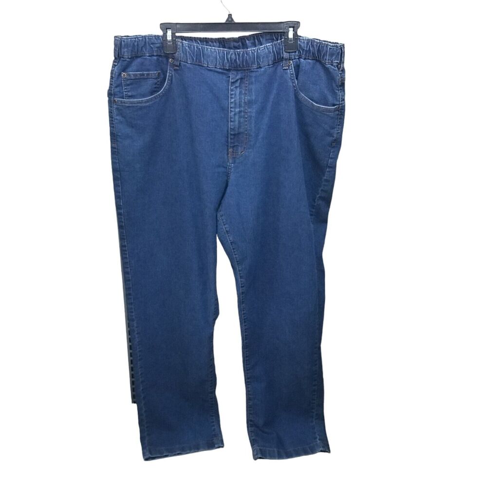 Active Joe Womens Size XL Blue Solid Elastic Waist Pull On Jeans